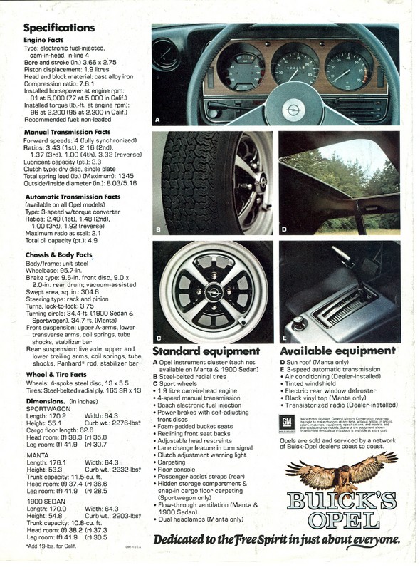 1975 Opel Car Range Brochure Page 4